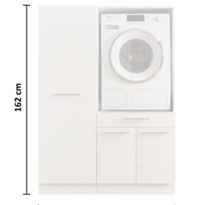 Laundreezy LDSK6_91-215-_70-202-,70-200- Freisteller mit Bemaßung Waschmaschinen Schrank in Weiß mit Maßangaben 162 cm Höhe und 117,5 cm Breite.